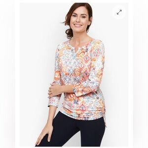 Talbots  Split Neck Ruched Tee size x